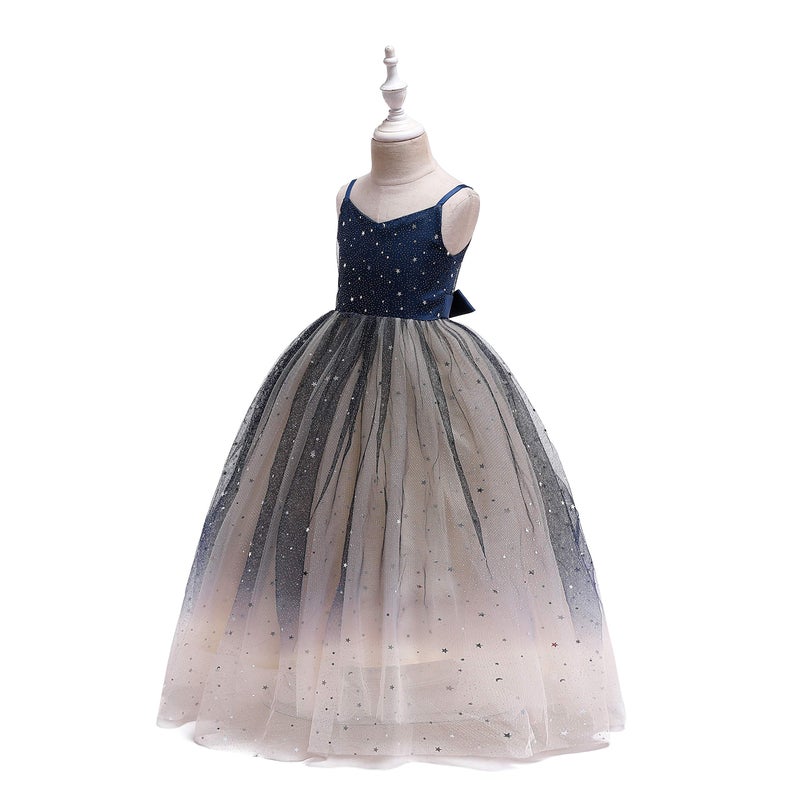 Glamulice Champagne Flower Girls Dresses Wedding Bridesmaid Princess Spaghetti Strap Sparkle Tulle Ombre Dress Birthday Party Pageant Dance Ballgown Navy Blue Girl Holiday Formal Maxi Gown 11 12 - Image 3
